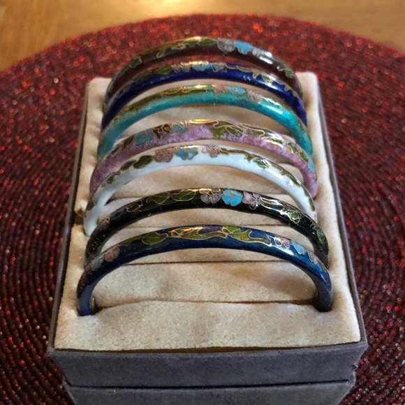 Vintage Cloisonné Bangle Bracelet Set - Picture 3 of 4